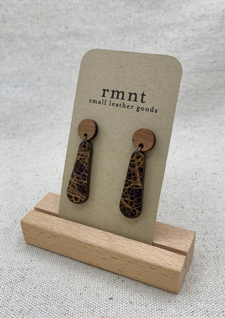 RMNT - Eames Marbled Pecan teardrop earrings