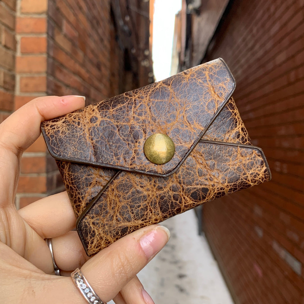 RMNT Marbled Pecan brown Nina Leather Wallet 