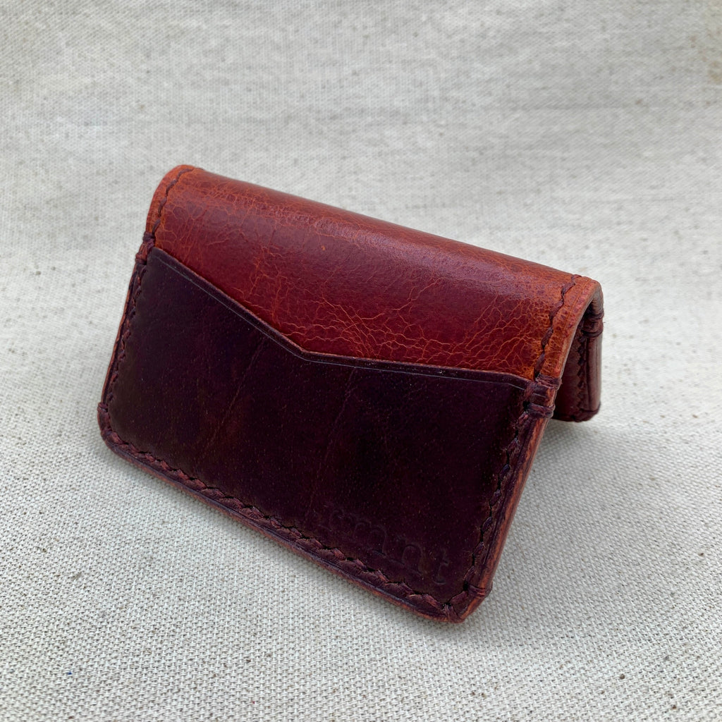 RMNT - Distressed Ruby five pocket leather bifold wallet