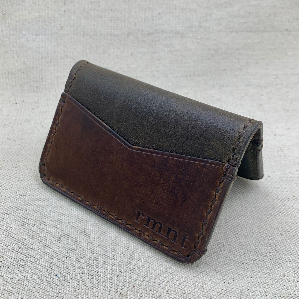 RMNT_river rock and Bark leather five pocket bifold wallet